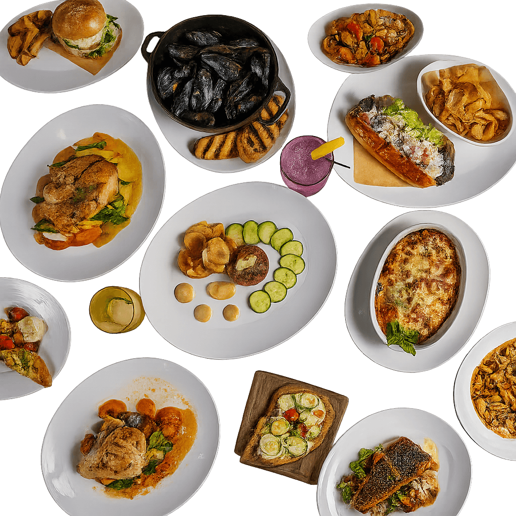 a diverse array of dishes from Market Bistro