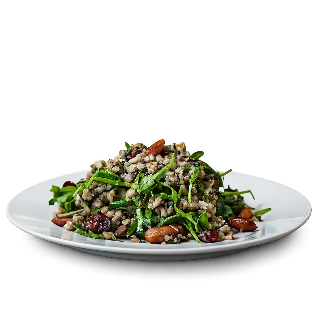 The 3 Grain Salad: quinoa, wild rice, farro, cranberries, almonds, arugula, and sherry vinaigrette.